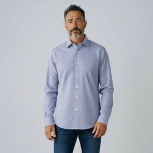 🌻Robert Barakett Purple Check Long Sleeve Collared Dress Shirt 15 1/2 32-33